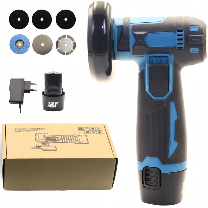 12V Lithium-Ion Cordless Angle Grinder – Compact Brush Motor Tool For Grinding, Cutting & Polishing (3-Month Warranty On Stator & Rotor)_voghion.com