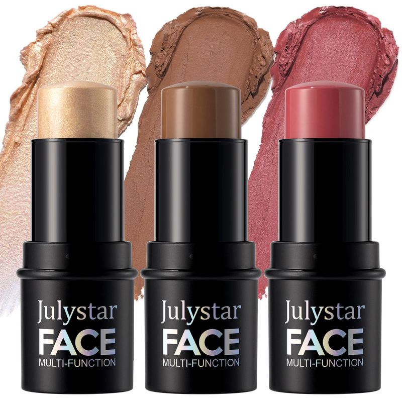Julystar Multifunctionele Contour Stick - 3-in-1 Gezichtshighlighter, Bronzer & Blushcrème voor 3D-sculpting en natuurlijke gloed_voghion.com
