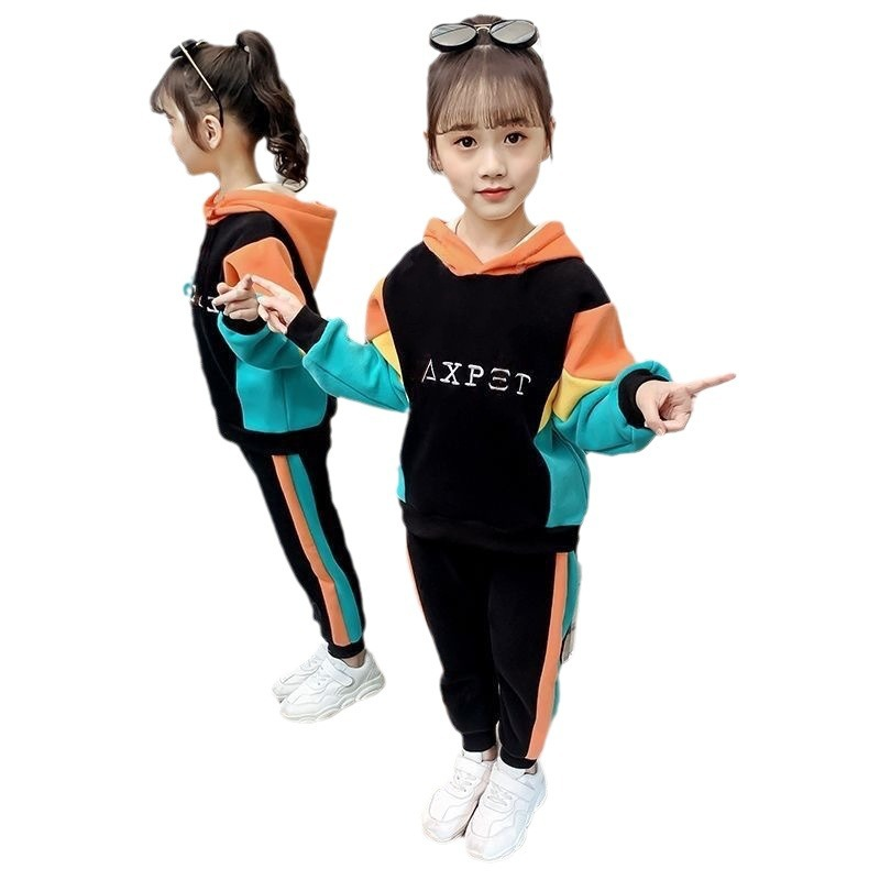 Set dorato per l'autunno inverno, nuovo velluto double face per bambini medio grandi e ragazze ispessite_voghion.com