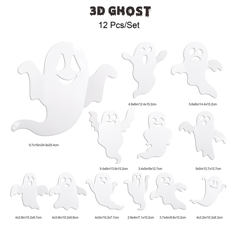 3D Helovīna PET Bat Ghost BOO sienas uzlīme Logu garāžas dekorēšanai liela sienas uzlīme_voghion.com