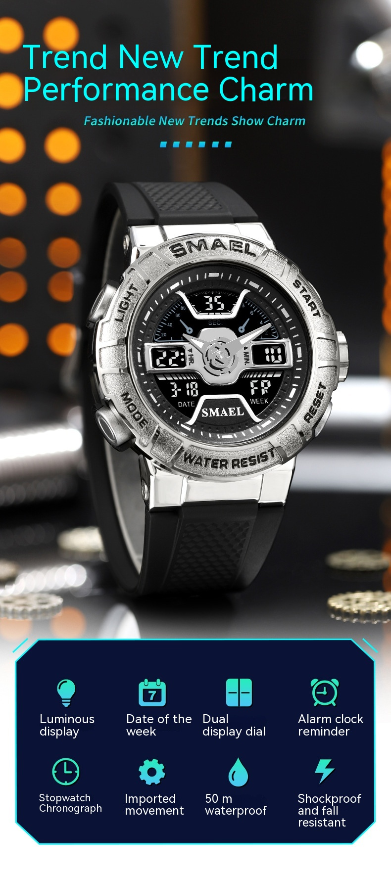 2023 neue Heiße Verkauf SMAEL Lächeln Beliebte Uhr männer Freizeit Sport Hohe Schönheit Multifunktionale Legierung Elektronische Uhr_voghion.com