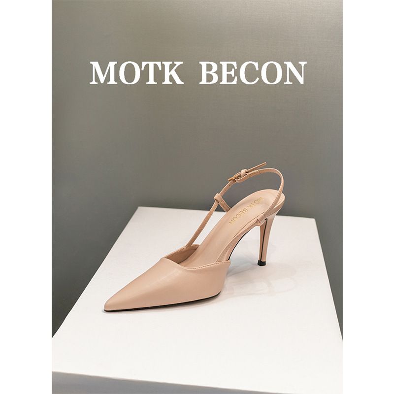 Sandales à talons hauts et fines brides, nouveau style 2022, couleur chair, bout pointu, style aiguille, cuir verni véritable_voghion.com