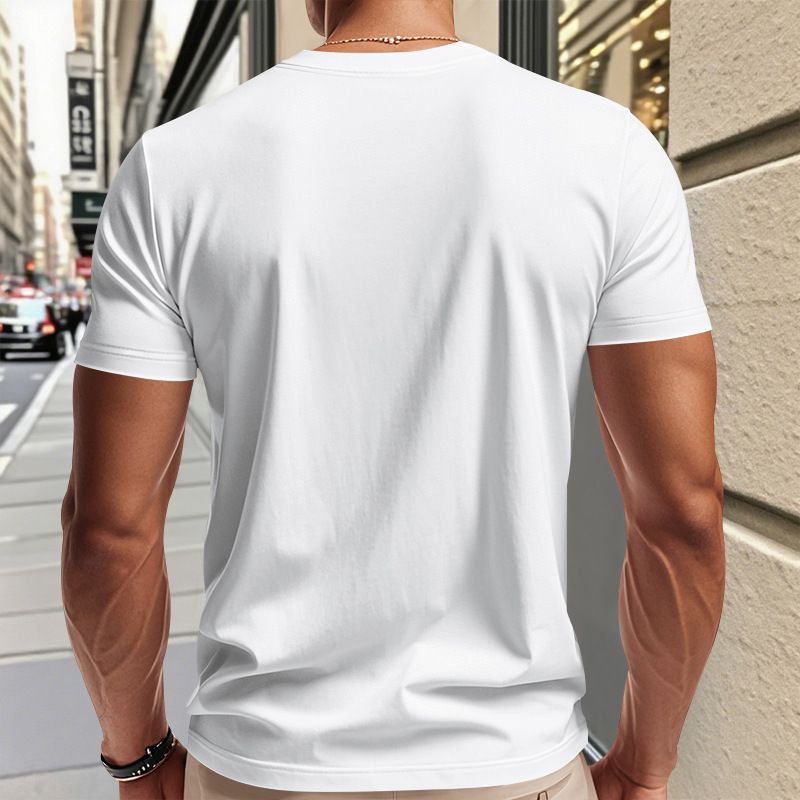 Herrenbekleidung T-Shirt Einfarbig V-Ausschnitt Kurzarm Sommer Neue Große Größe Trend Tops_voghion.com