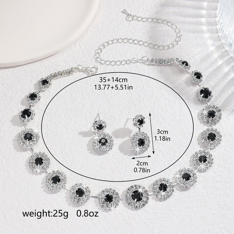 European And American Hot Fashion Rhinestone Earrings Necklace Two-piece Set Claw Chain Bride Wedding Birthday Party_voghion.com