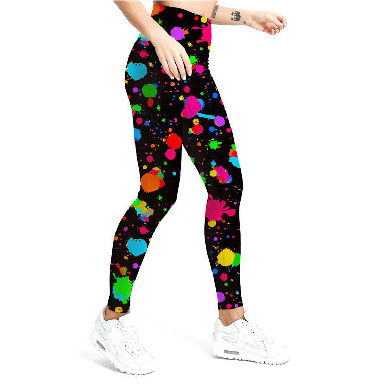 Leggings a nove punti da allenamento per yoga a vita alta in seta di latte stampata da donna_voghion.com