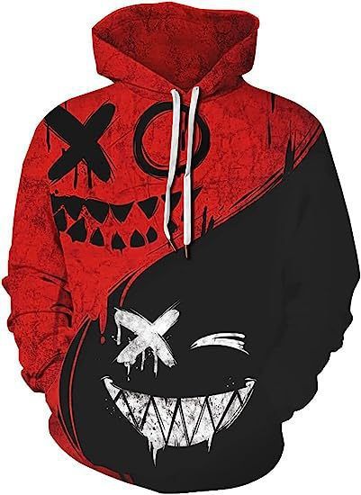 Felpa con cappuccio da uomo in stile hip hop casual con ampie tasche, stampa 3D, comoda vestibilità ampia per adolescenti e adulti_voghion.com