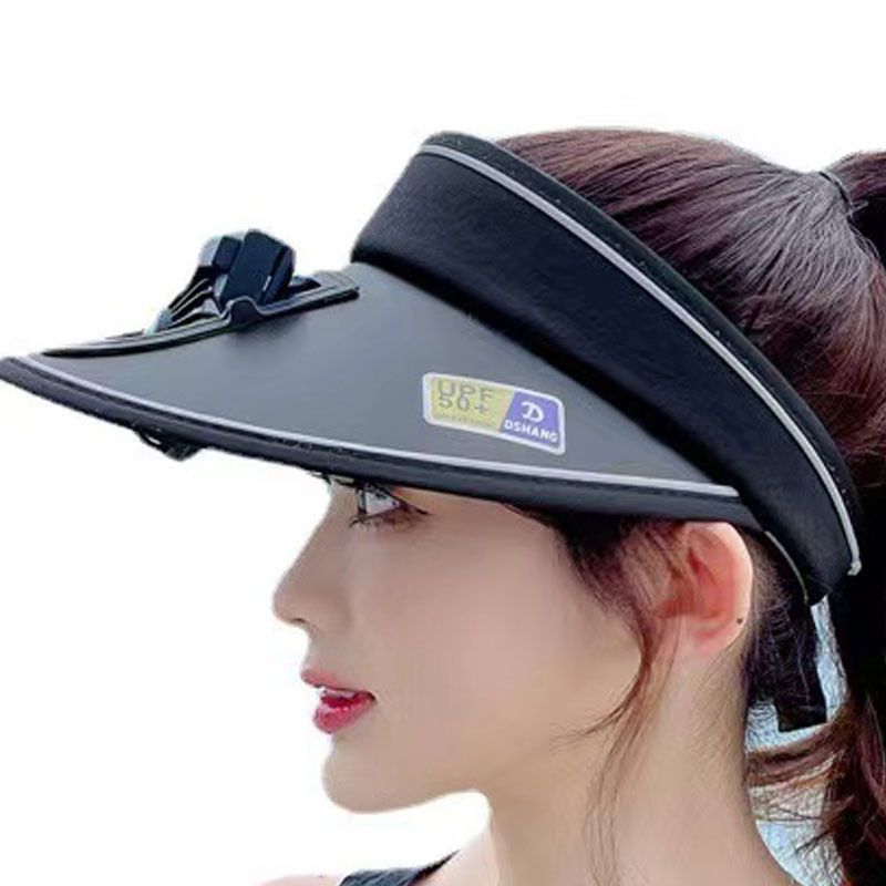 USB Rechargeable Fan Hat With UPF50+ Sun Protection - Unisex Outdoor Cooling Visor For Summer Lightweight Breathable Sun Hat With Built-in Fan_voghion.com