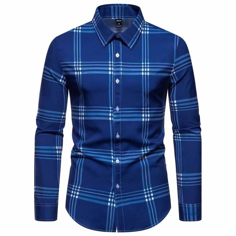 2025 New Cross Border Foreign Trade Men's 3d Digital Printing Shirt Plaid Casual Spring And Autumn Long Sleeved Shirt Men_voghion.com