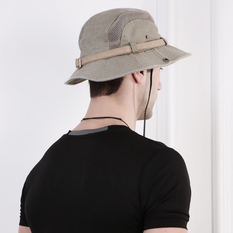 Mode Neue Outdoor Eimer Sommer Atmungsaktive Panama Kappe Baumwolle Dschungel Angeln Mesh Hut Wandern Strand Sonnenschutz Kappen Für Männer_voghion.com