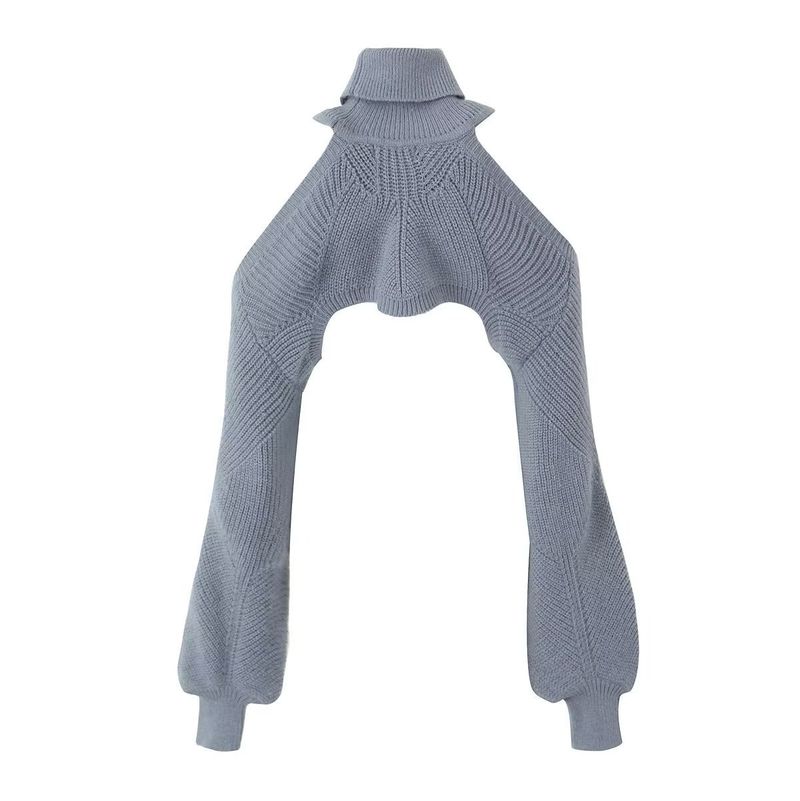 Damenbekleidung ins sexy schulterfreier kurzer Pullover für Frauen Herbst neuer heißer Mädchen Rollkragenpullover Pullover C27073_voghion.com