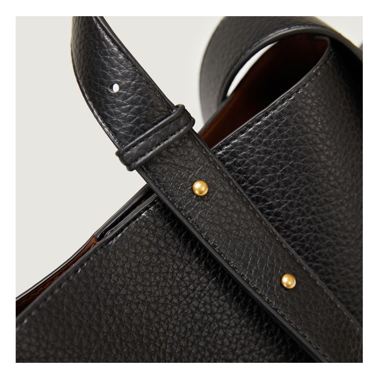 Lemon Koko Women's Bucket Bag – Large Capacity Stylish Shoulder Tote For Work & Travel, Vintage PU Handbag With Zipper Closure (Black/Taupe)_voghion.com