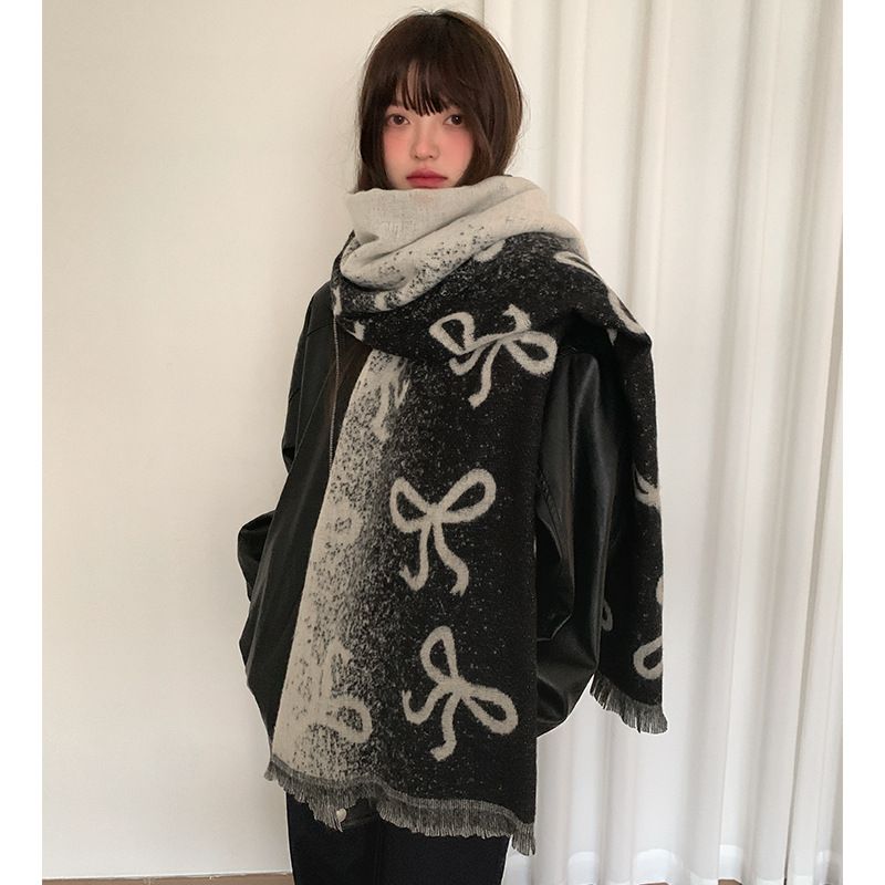 Papillon spesso in versione coreana lavorato a maglia per donna in autunno inverno 2024, sensazione di alta qualità, protezione calda per il collo, sciarpa e_voghion.com