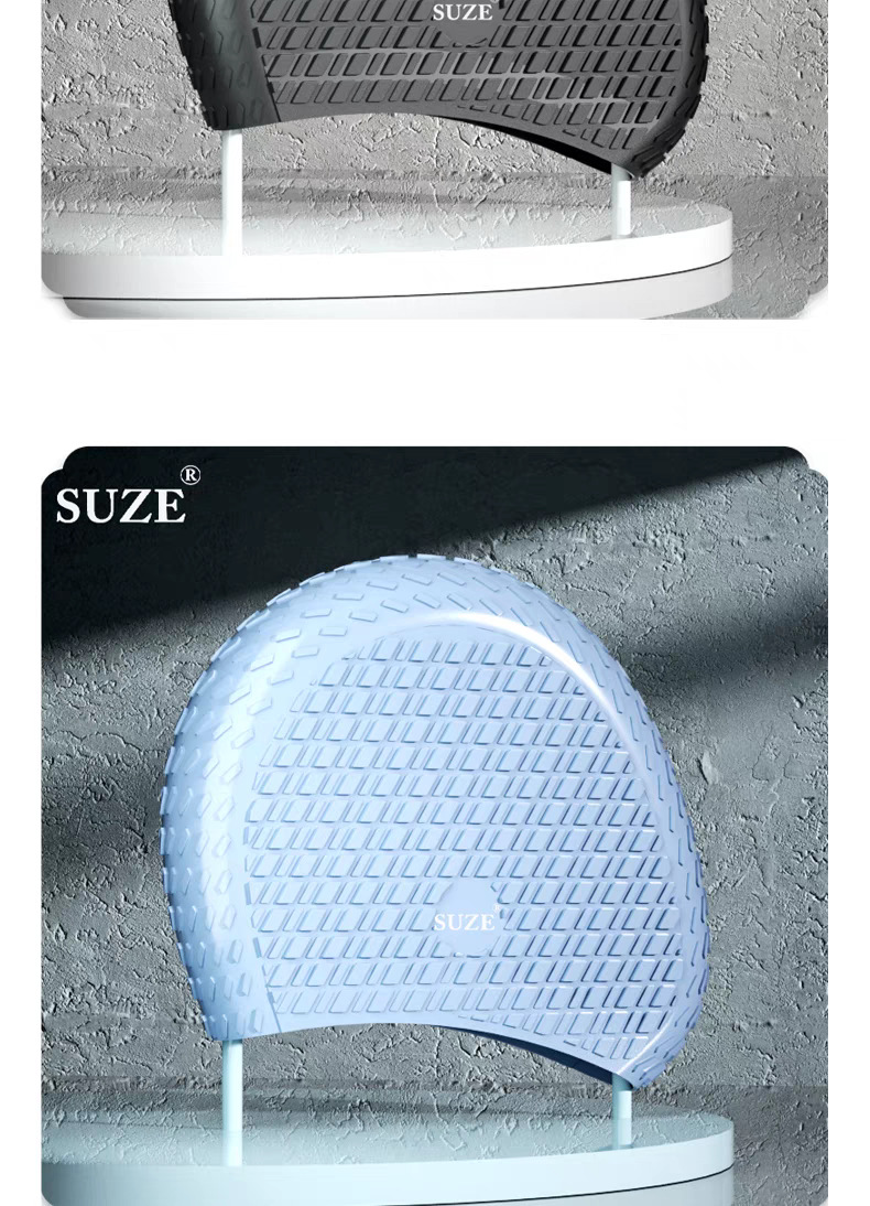 Cuffia da nuoto in silicone Cuffia da nuoto impermeabile con protezione per le orecchie Cuffia larga per capelli lunghi per uomo e donna, una cuffia in tinta unita_voghion.com