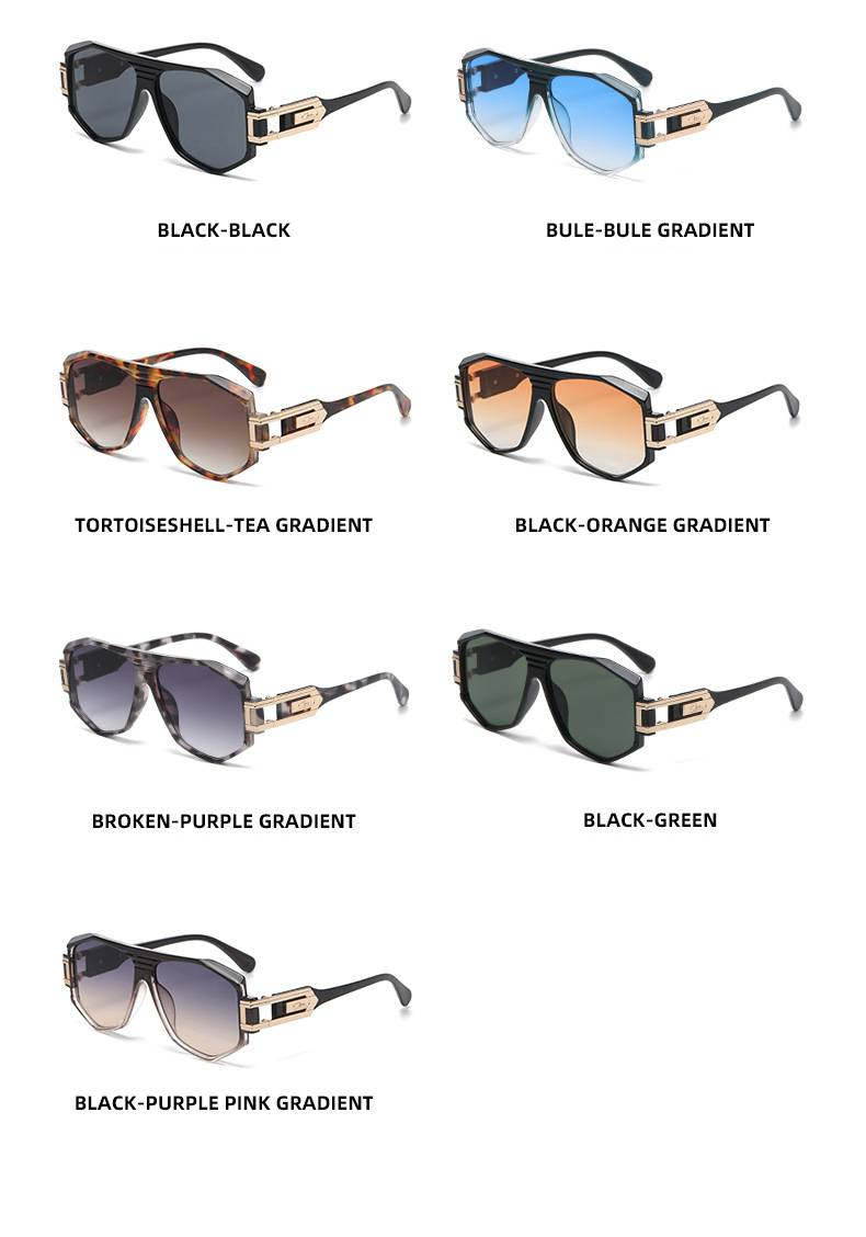 TGOGO Neue Pilotensonnenbrille für Herren ist keine europäische und amerikanische Straßenfotografie, moderne, polygonale Retro-Krötenbrille mit großem Rahmen, UV400_voghion.com