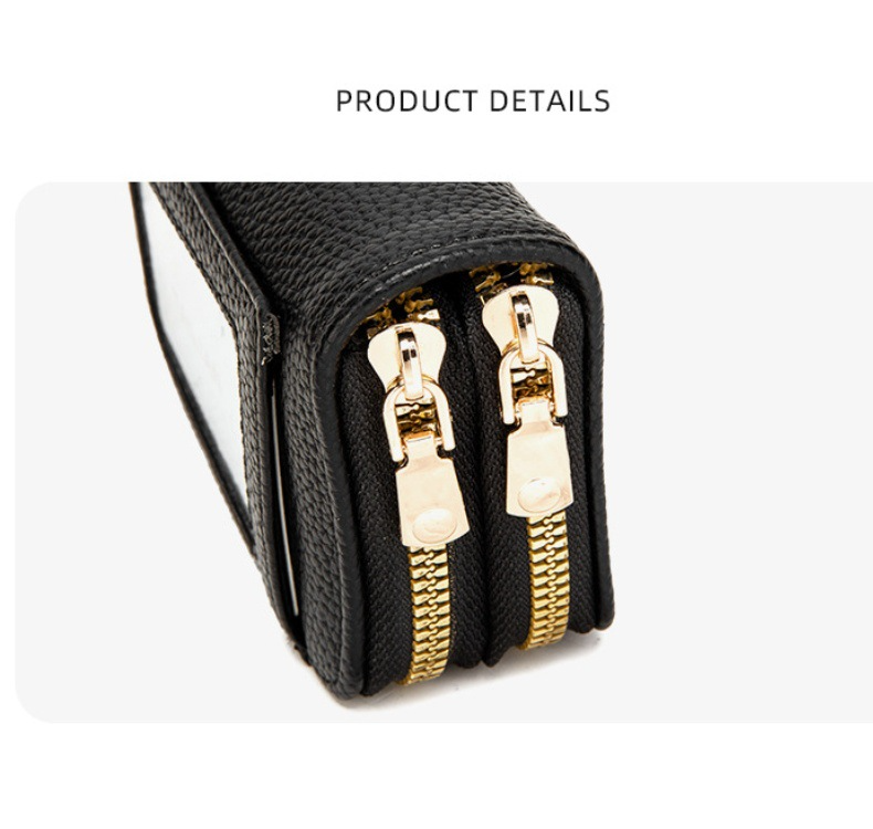 Rfid Anti-degaussing Organ Card Bag Multi-slot Card Holder Double-zipper Multifunctional Women's Purse_voghion.com