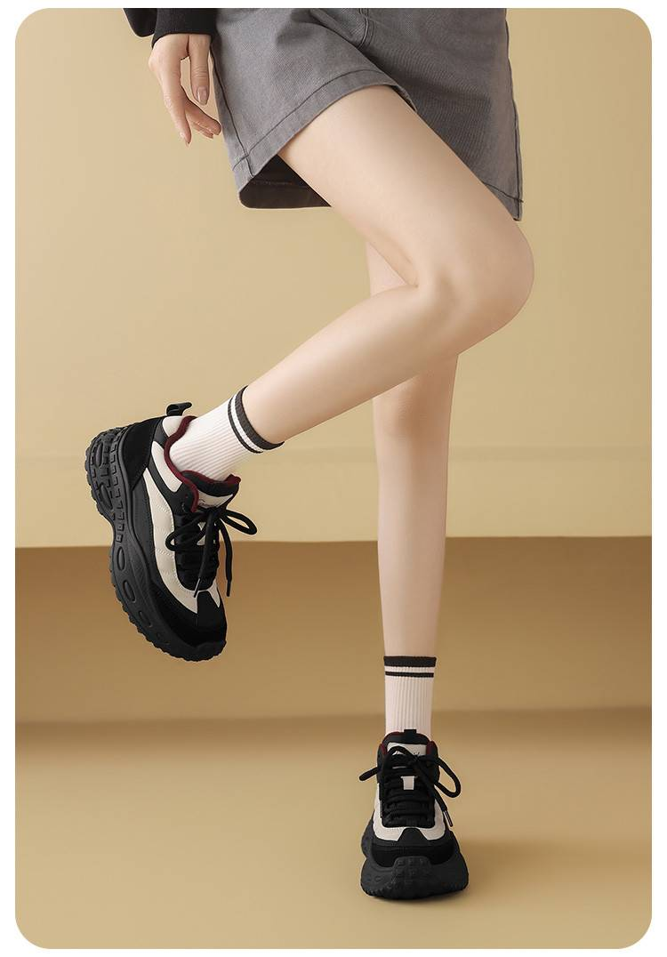 Scarpe casual in pile da donna Cameido, scarpe in cotone per l'autunno e l'inverno 2024, scarpe sportive casual retrò con suola spessa e motivo color block._voghion.com