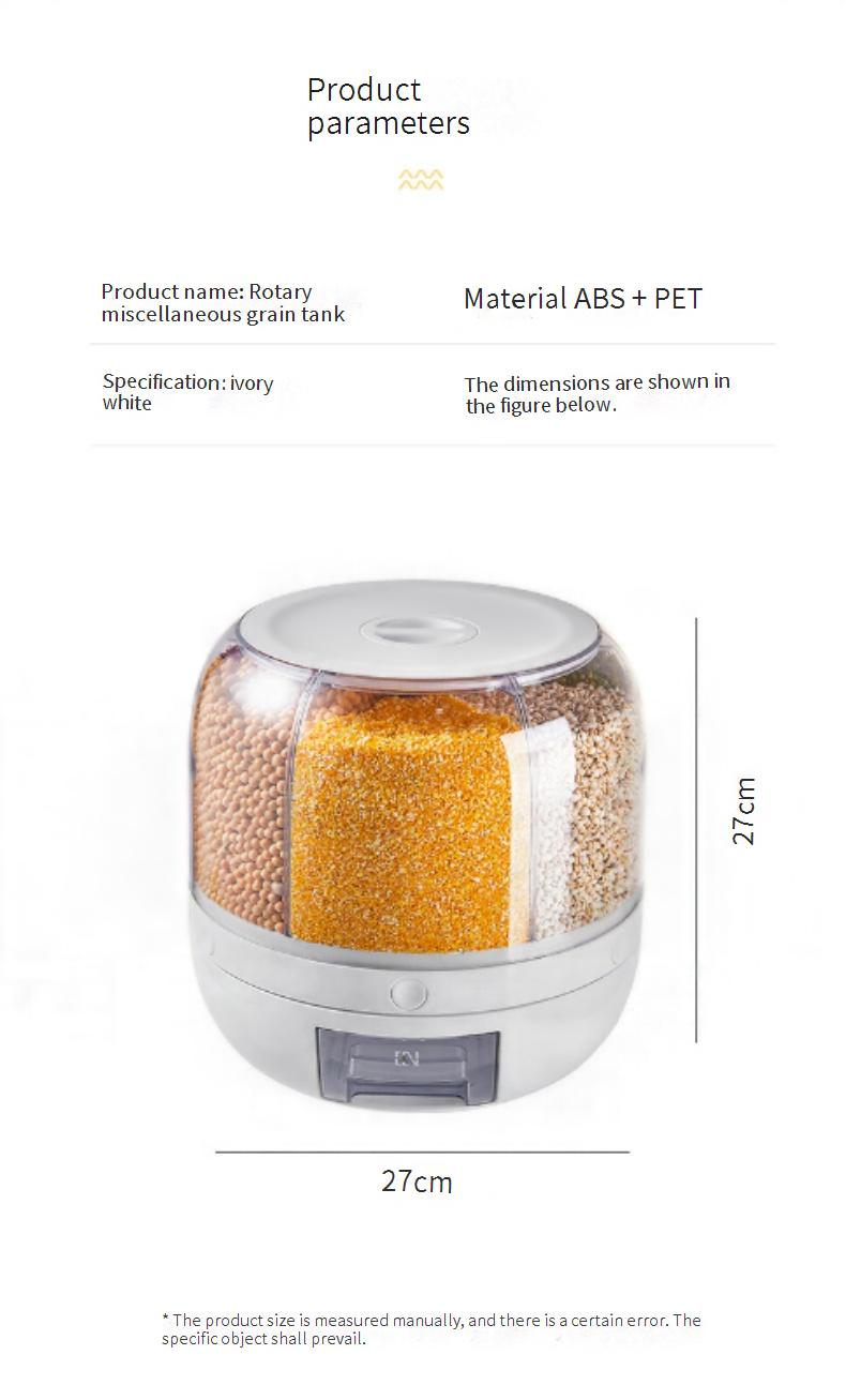 Large Capacity Rotary Rice Bucket Food Grade Plastic Compartment Rice Storage Box Moisture Proof Insect Proof Sealed Grain Storage_voghion.com