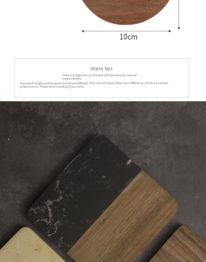 Untersetzer aus Marmor und Akazienholz – hitzebeständiges 4er-Set (rund und eckig) – Tischsets für Kaffee und Tee – handgefertigtes unregelmäßiges Design_voghion.com