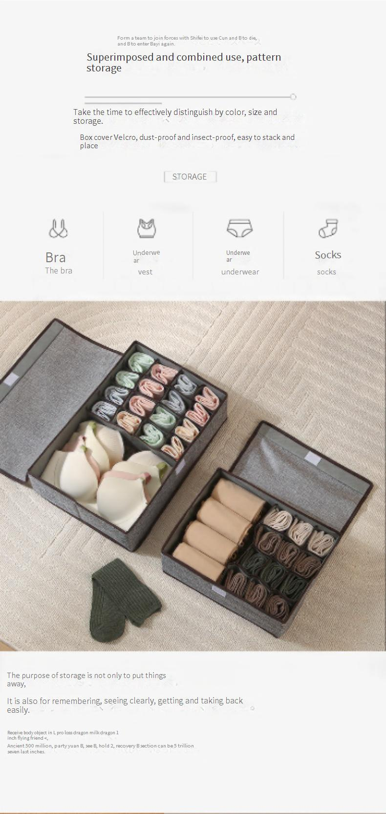 Large Capacity Underwear Organizer With Lid - Foldable Fabric Storage Box Multi-Compartment Bra & Panty Closet Organizer_voghion.com