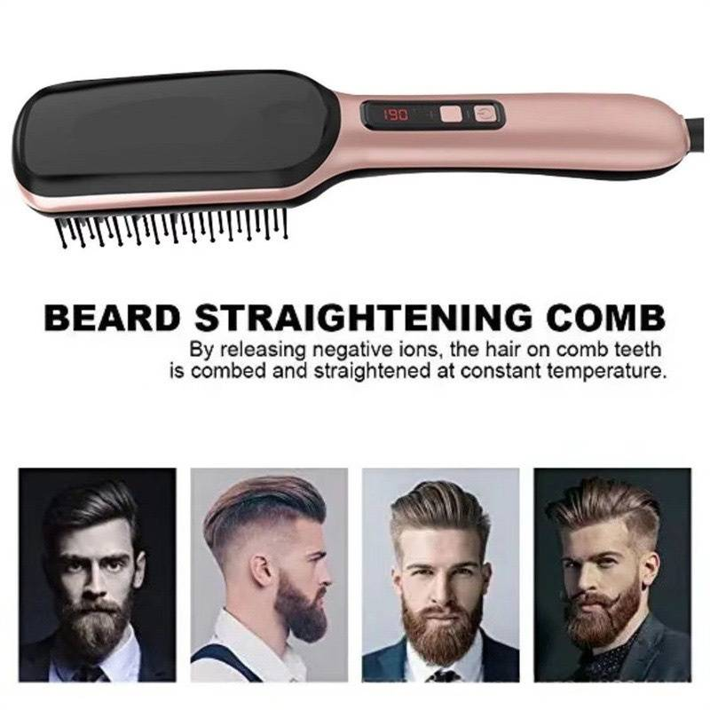 Unisex Ionic Hair Straightener Brush - 2-in-1 Styling Tool For Straight & Wavy Hair (Portable, Fast Heating, Frizz-Free Results)_voghion.com