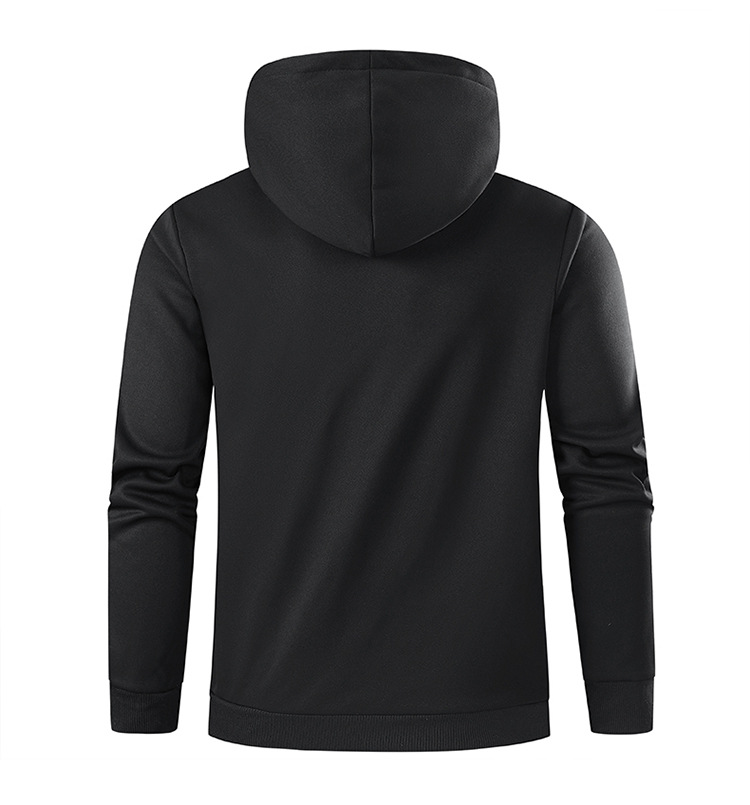 Herren-Kapuzenpullover mit Fleecefutter und Reißverschluss – Übergroßer Pullover mit halbem Reißverschluss und gebürsteter Innenseite, minimalistische Streetwear (Schwarz/Grau/Marineblau)_voghion.com
