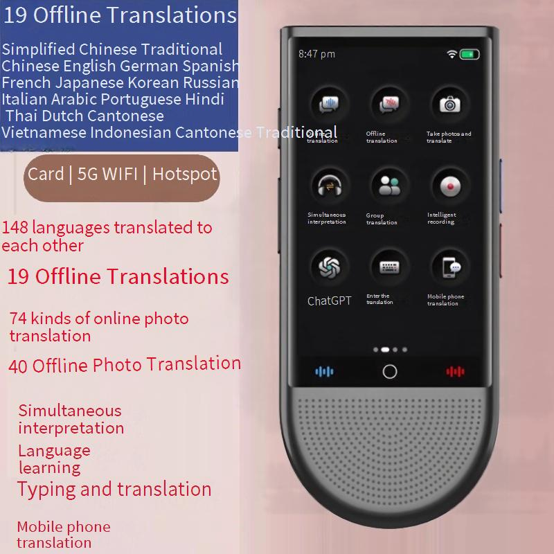Portable Multilingual Translator Device - Offline Translation For 8+ Languages, Smart Language Learning, Travel Companion_voghion.com