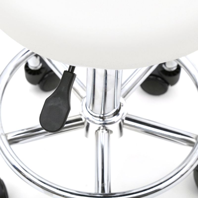 Tabouret rond blanc à dossier texturé – Repose-pieds réglable pour salon avec support ergonomique_voghion.com