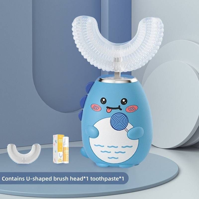 Kids U-Shaped Electric Toothbrush – 3 Speed Modes, Soft Silicone Bristles, Rechargeable & IPX7 Waterproof (Includes Dental Foam, Low Noise <45dB)_voghion.com