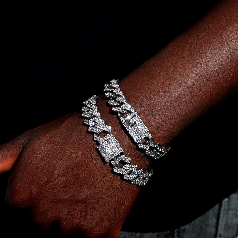 2025 New Arrivals Hip Hop 14MM Prong Link Necklace & Bracelet Iced Out Bling Cuban Chain Rhinestone Chains For Men Punk Rapper Jewelry_voghion.com