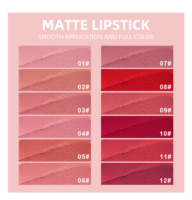 6-Piece Non-Stick Cup Matte Lipstick Pen Set Gift Box - Including Shades Of Nude Mauve And Bold Red_voghion.com