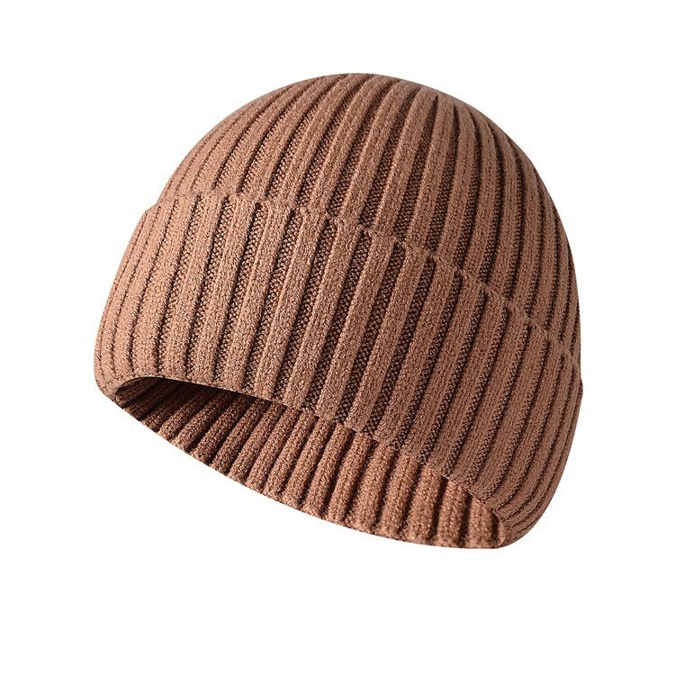 Cappello invernale unisex lavorato a maglia per uomo e donna, coppia, cappello spesso e caldo in lana, cappello freddo, cappello con flangia sopra la donna_voghion.com