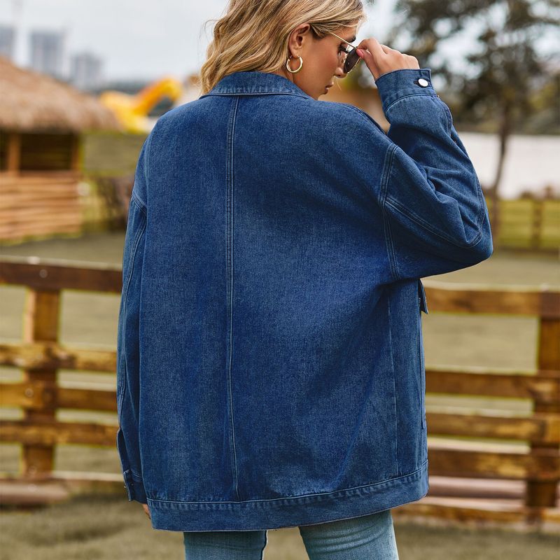 villsäiteg schlank retro klassesch locker Denim Casual Jacket Top fir Fraen_voghion.com