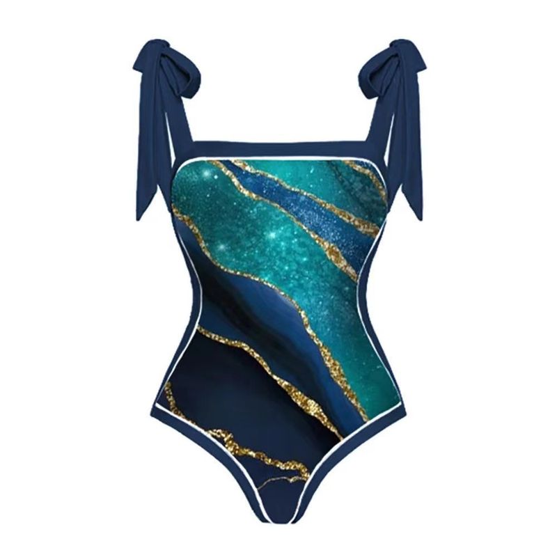 Maillot de bain une pièce en mousseline de soie, style conservateur, couvrant le ventre, jupe portefeuille, source chaude_voghion.com
