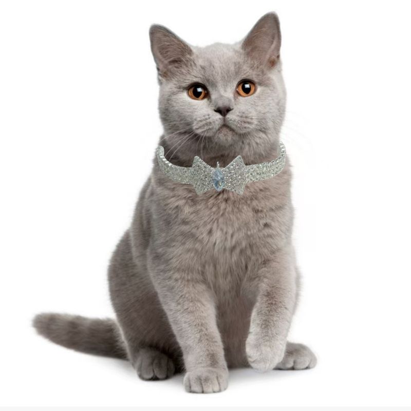 Pet Accessories, Rhinestone High-end Pet Beautiful Butterfly Bow Necklace, Cat Full Diamond Necklace_voghion.com