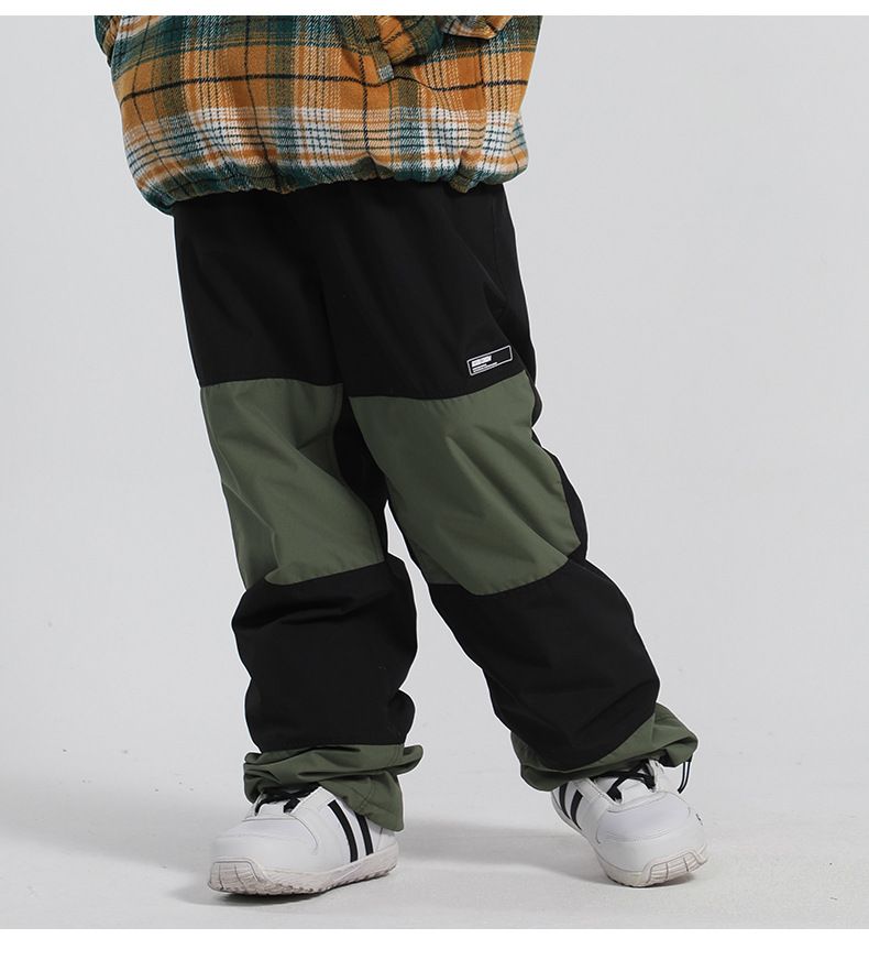 Ski Women Waterproof Warm Color Matching Ski Double Board Veneer Patchwork Snow Pants Men_voghion.com