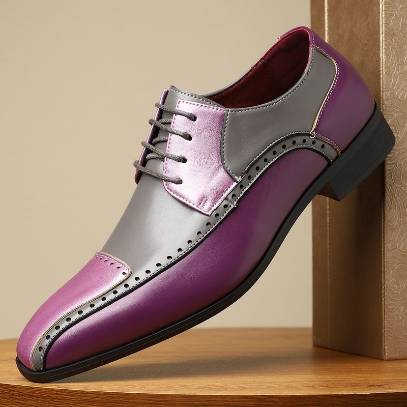 New Trendy Non-Slip Breathable Color-Block Business Work Men's Patchwork Casual Versatile Leather Shoes Men_voghion.com