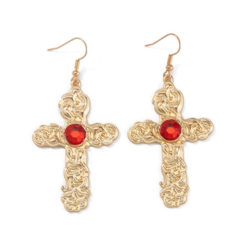 Ins Light Luxury Diamond Red Cross Anhänger Personalisierte Halskette aus flüssigem Lavametall_voghion.com