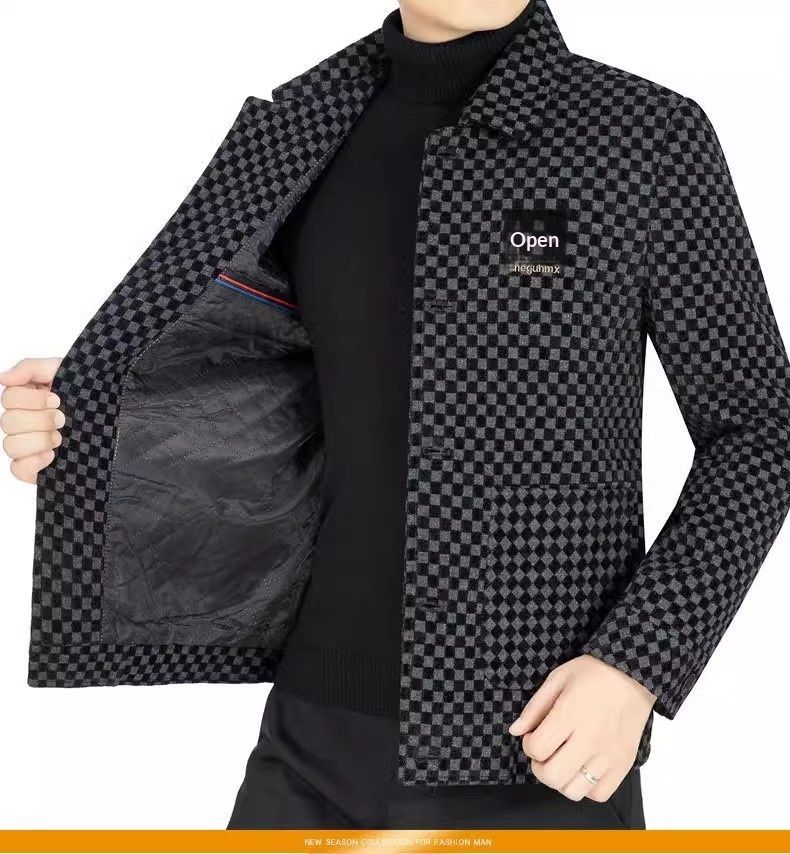 Manteau haut de gamme Pulse pour homme, collection 2023, nouveau modèle, col rabattu, veste décontractée automne-hiver, veste en laine doublée polaire, idéale pour le travail._voghion.com