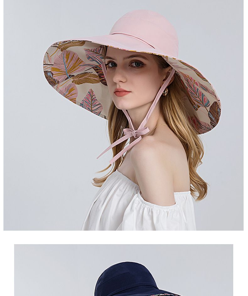 Visiera da donna calda su due lati Pescatore in cotone Bacino pieghevole Secchio a tesa larga Cappello estivo per sole Cappello a cilindro vuoto_voghion.com