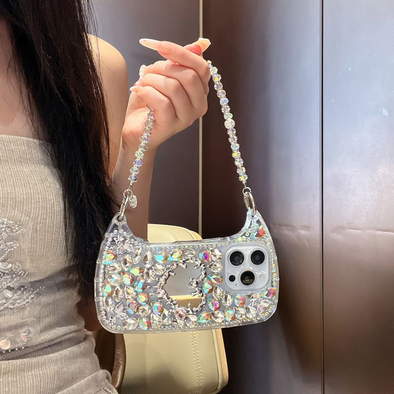 3D Bling Diamant Strass Handyhülle für iPhone 17 Air 16 15 14 Plus 13 12 Pro Max 11 Glitzer Glitzer Handtasche Stil Hülle_voghion.com
