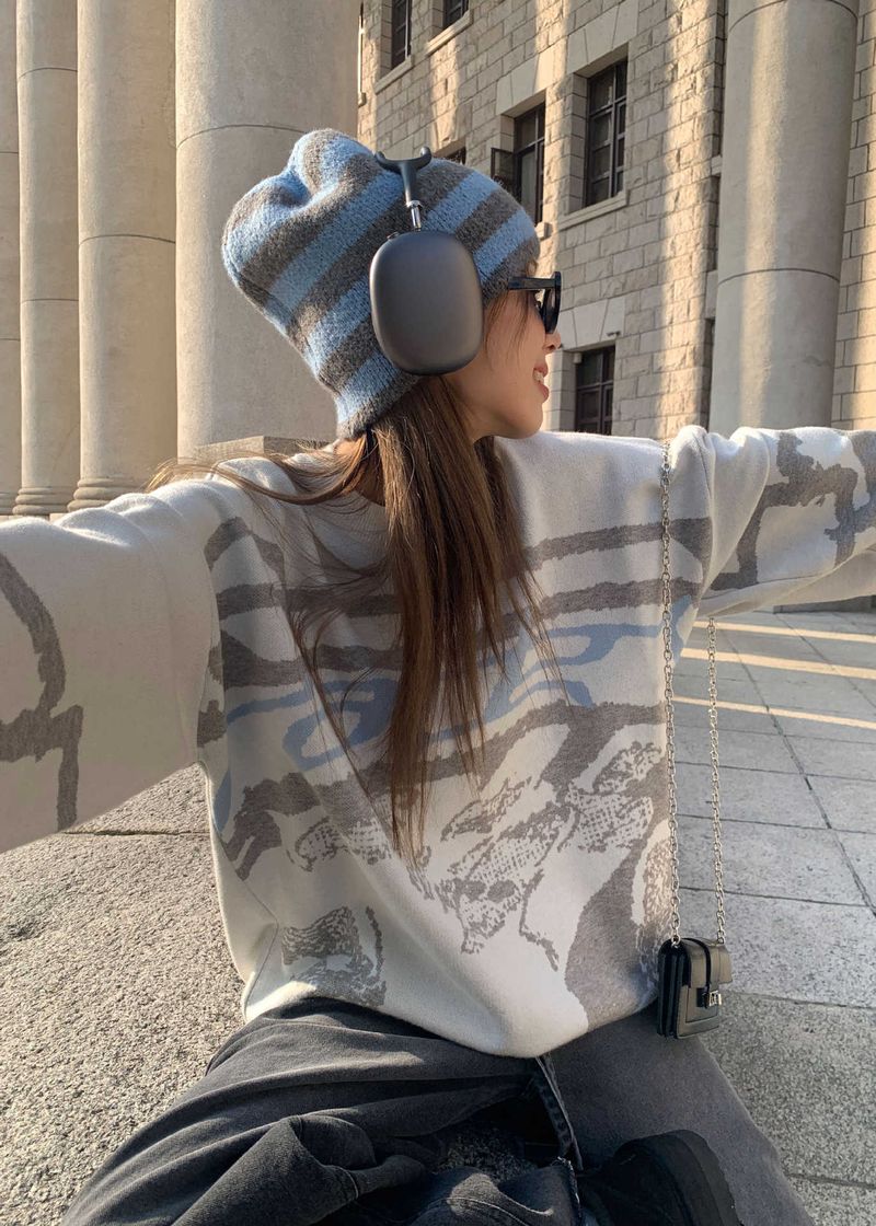 Cappello a righe in maglia 2025 Autunno/Inverno Nuovo cappello caldo in lana da donna_voghion.com