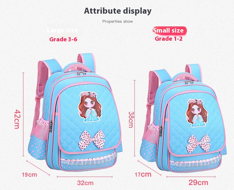 New 1st, 3rd, 6th grade elementary school backpacks for girls, princess bags, children's backpacks, and lace bows_voghion.com