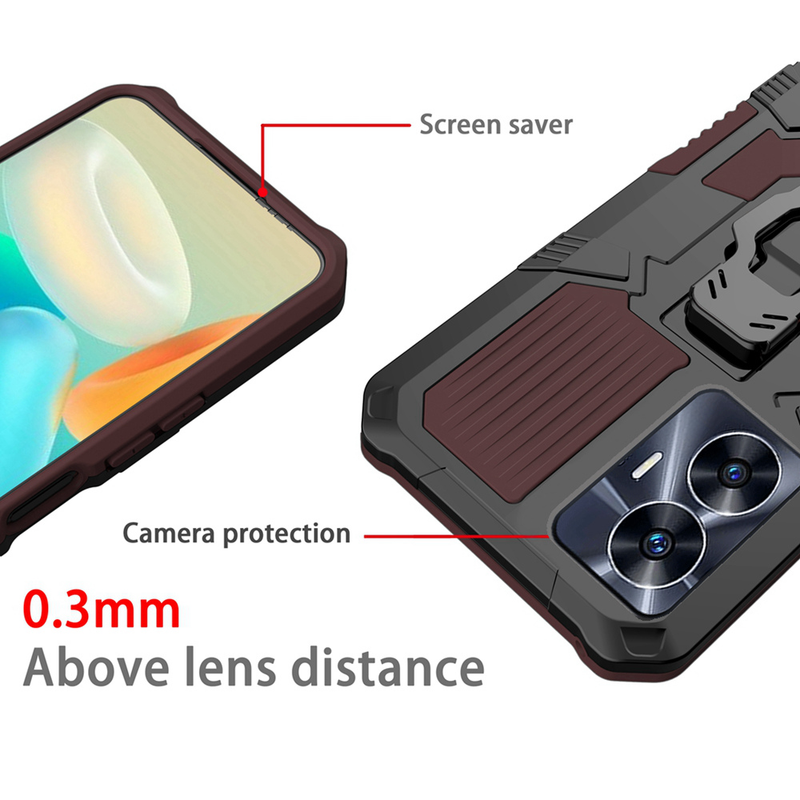 KEYSION odporny na wstrząsy futerał na zbroję do VIVO V27 5G V27e V25 miękki silikon + PC metalowy stojak z klipsem na tył etui na telefon do VIVO V25 5G V25e_voghion.com