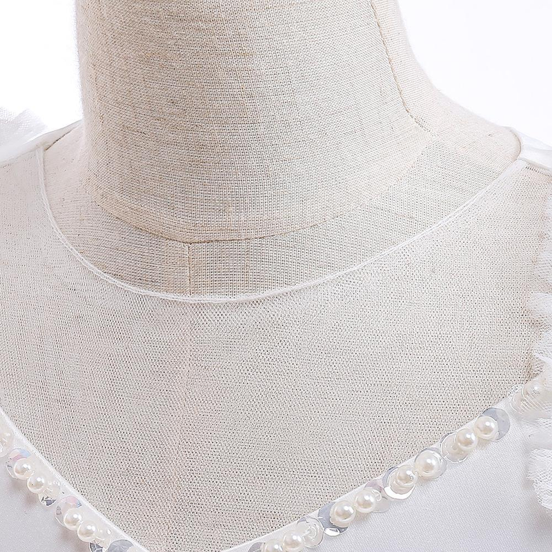 Nuovo vestito da principessa per ragazze di piccole e medie dimensioni per bambini con piccole maniche volanti in rete con gonna tutu a coda di rondine, abito da festa di compleanno_voghion.com