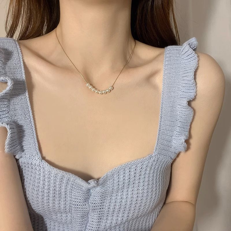 Perlenperl Halskette fir Fraen 2023 neie Stil liicht Luxus Nisch Design Schléissebeenkette_voghion.com