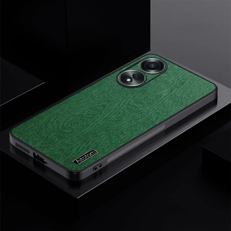 Ledertasche mit Holzmuster für Oppo A1 A2 Pro A97 A96 A93 A92 A78 A72 A58 A38 4G 5G, weicher Rahmen, Schutzschale, Rückseite_voghion.com