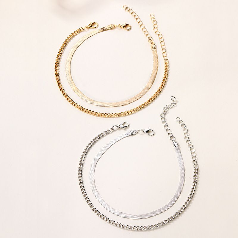Ankle Chain Ankle Jewelry Women's New Alloy Double Layer Anklet Fashion Simple Thick Chain Bracelet Jewelry_voghion.com