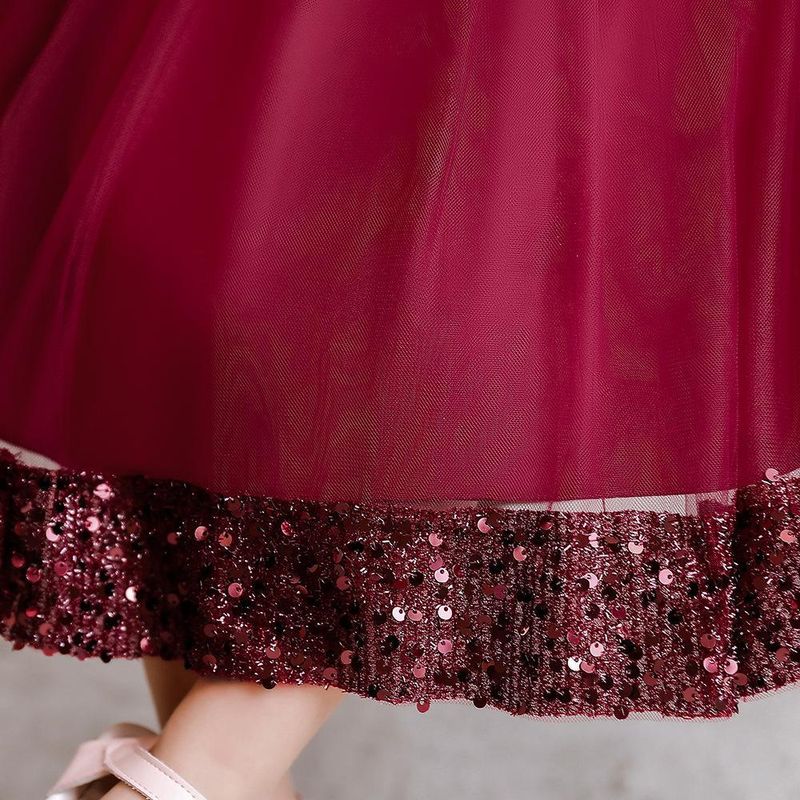 Vestito da damigella d'onore a maniche corte scintillante per Pasqua e Natale, da principessa, con tutù e paillettes, per matrimoni e compleanni (70-110 cm, 1-5 anni)._voghion.com