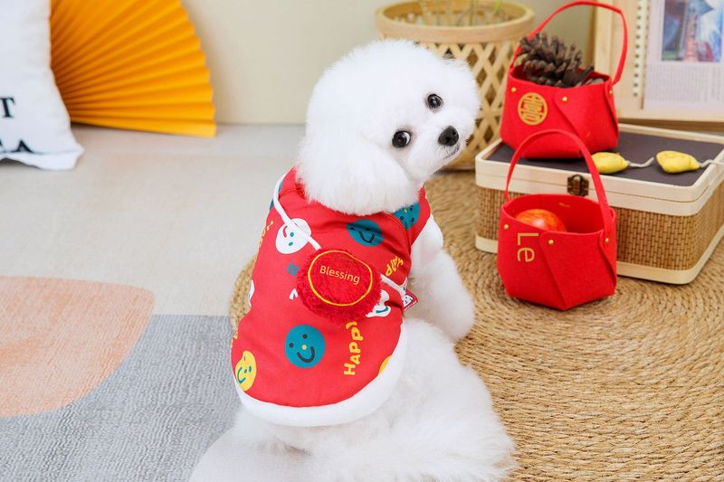 I produttori forniscono vestiti per cani con faccina sorridente per capodanno, vestiti per cuccioli, Teddy Corgi, vestiti in pile polare per animali domestici_voghion.com