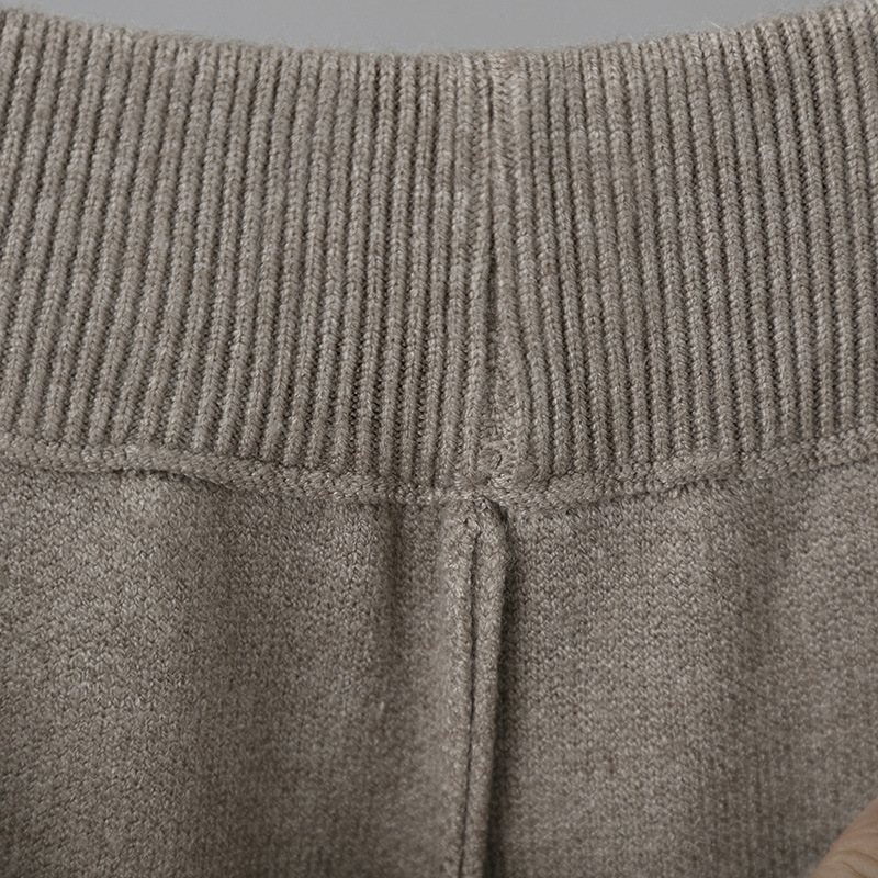 Dames gebreide Haren broek met hoge taille, losse en dunne radijsbroek Koreaanse versie van casual negenpuntsbroek_voghion.com
